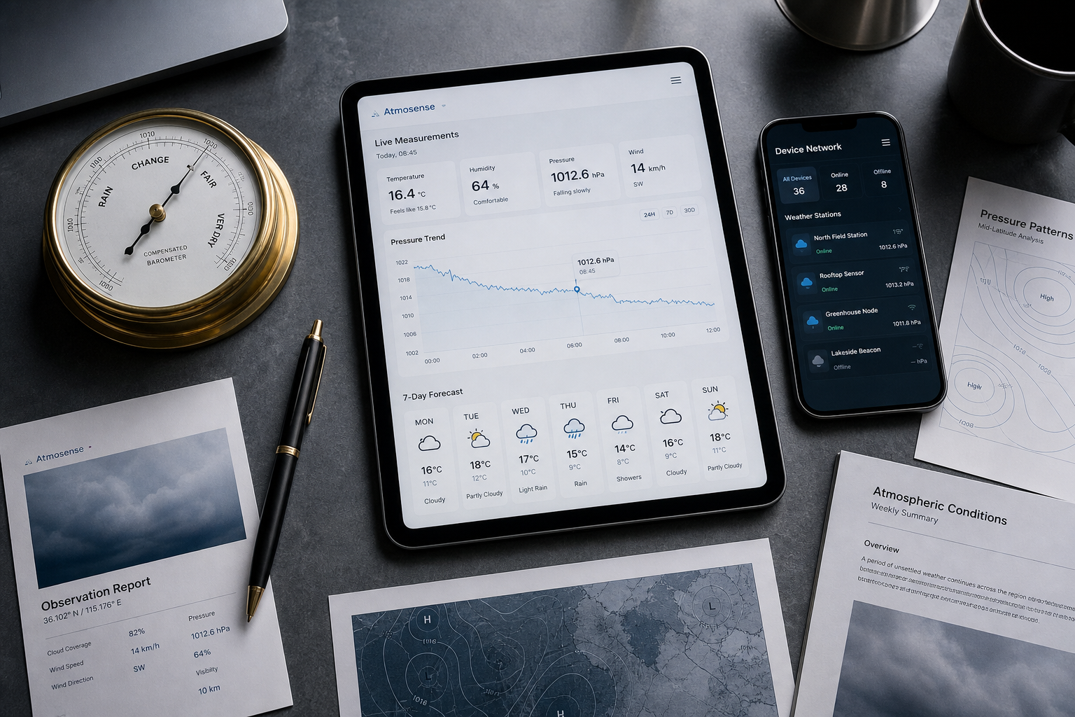 FORDOX AI LTD observation desk with IoT device metrics and forecast cards
