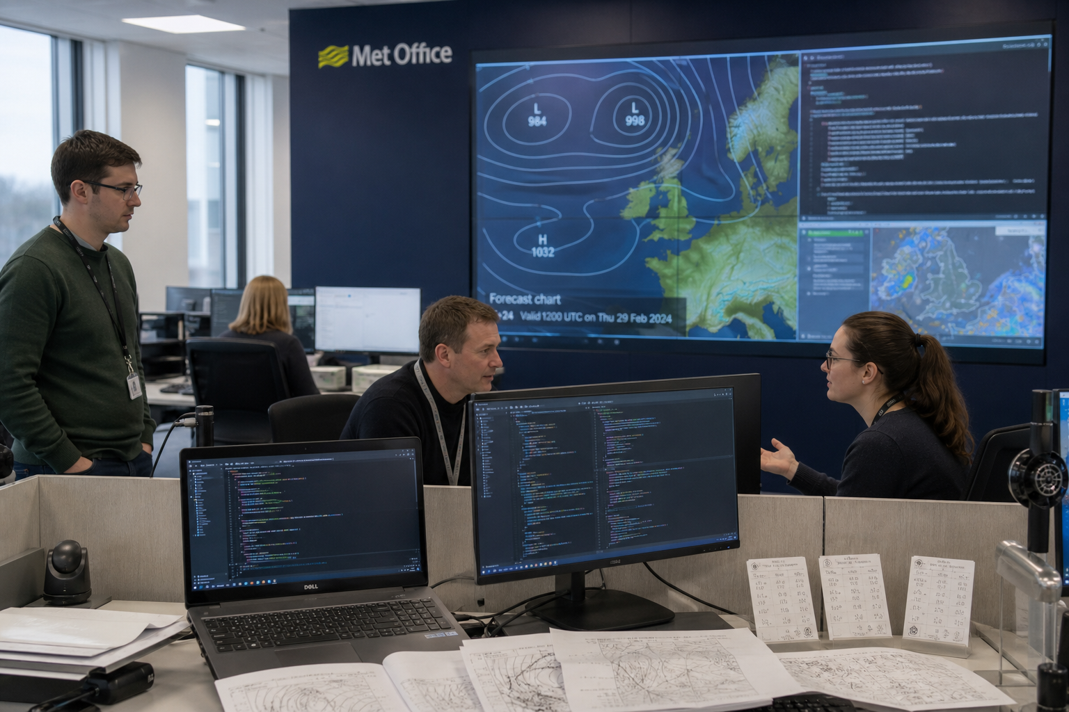 FORDOX AI LTD team reviewing IoT development conditions at forecast desk